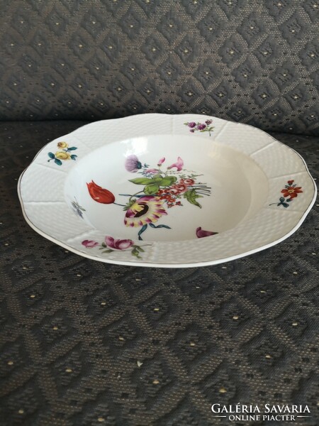 ANTIK Herendi tányér, szalagkoronás jelzéssel, 1880-as évek. Plusz ajándék tányértartó!