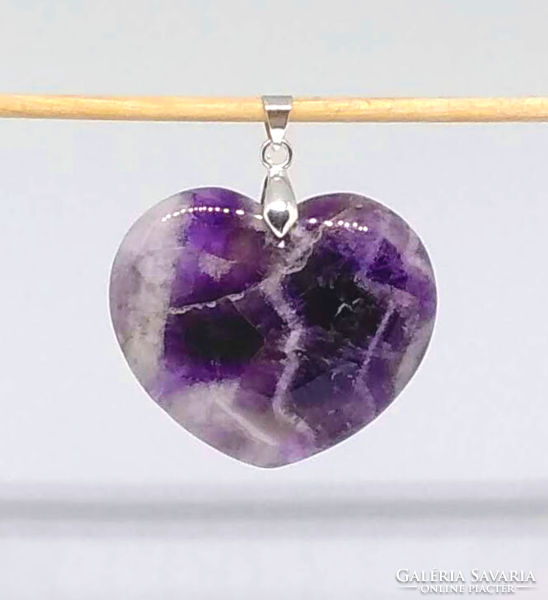 Large (42*36*6 mm) amethyst heart mineral pendant a22963