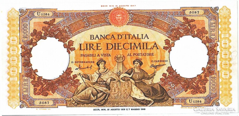 Italy 10000 lira 1948 replica