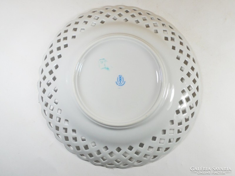 Retro porcelain wall bowl plate jrjs cluj Romania flower pattern, openwork