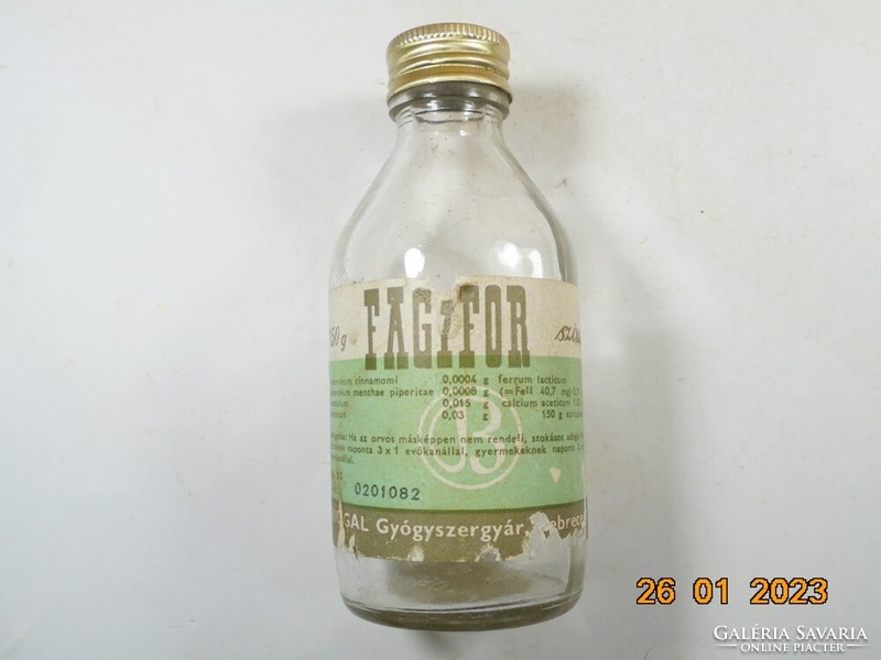 Old retro glass bottle fagifor syrup biogal pharmaceutical factory in Debrecen - 1980s