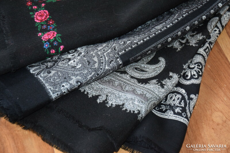 Antique old folk cashmere shawl headscarf folk costume wear 70 x 70