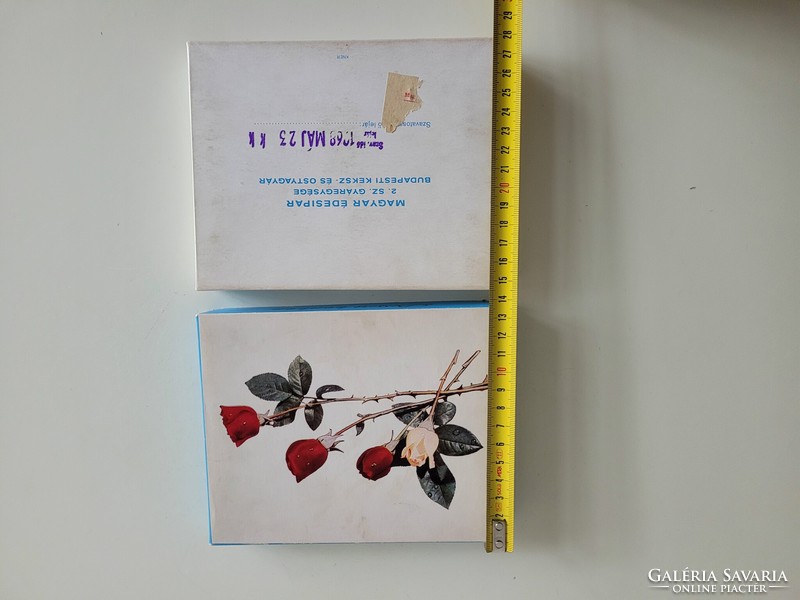 Régi retro édesipari Dessert bonbon rózsás doboz papírdoboz 1968