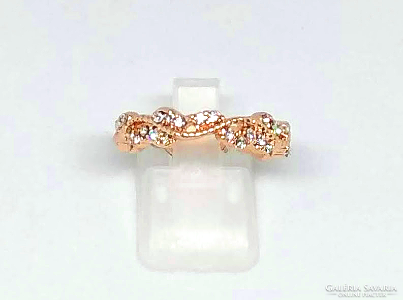 Rose gold filled gold (gf) rhodium ring with white cz crystals