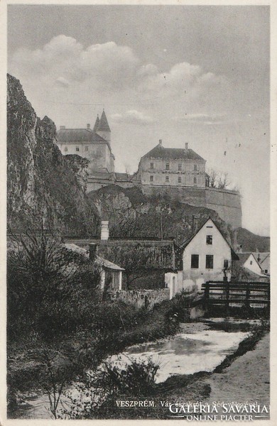 Old postcard, Veszprém - castle from the north with the Séd valley
