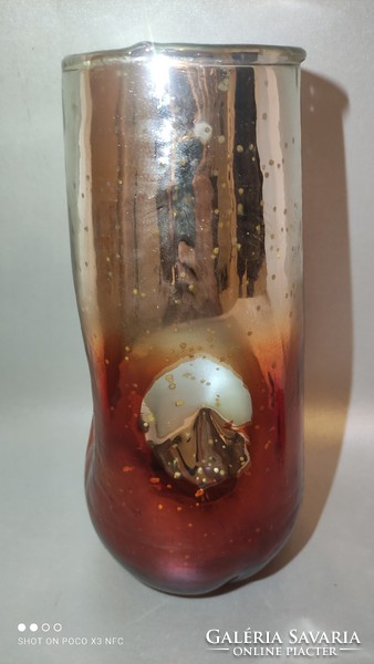 Fillérekért foncsorozott üveg váza nagy méretű