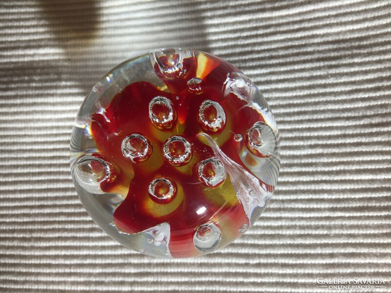 Murano or Czech glass leaf weights - red bubik (m2)
