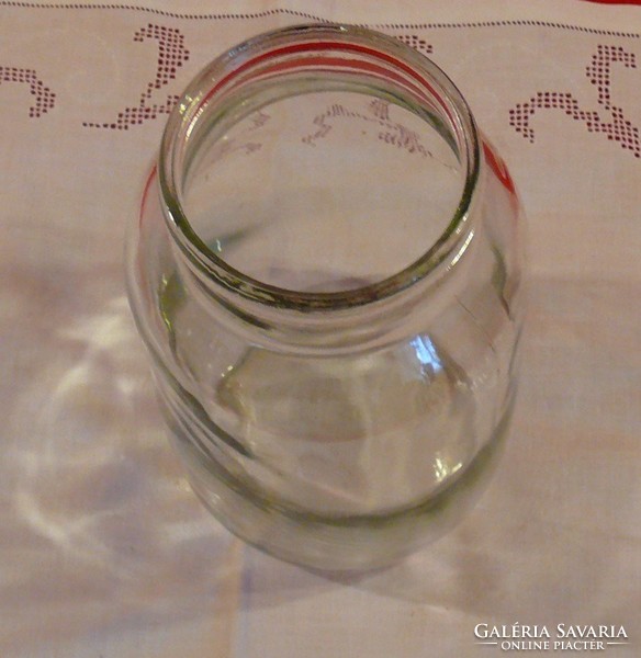 4 literes, színtelen huta üveg, befőttes üveg