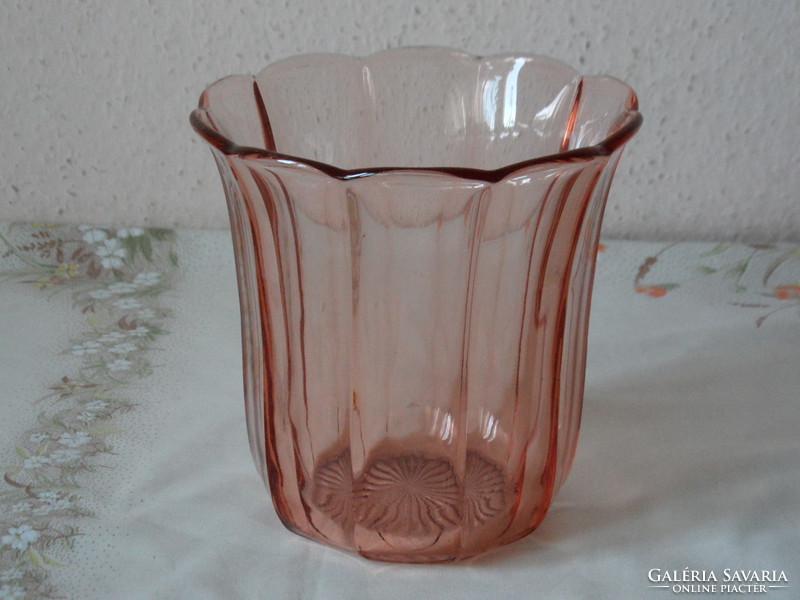 Art deco coral colored glass vase, decorative glass