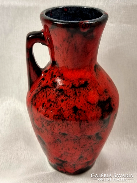 Painted red-black glazed ceramic vase with ears, 1960s-70s