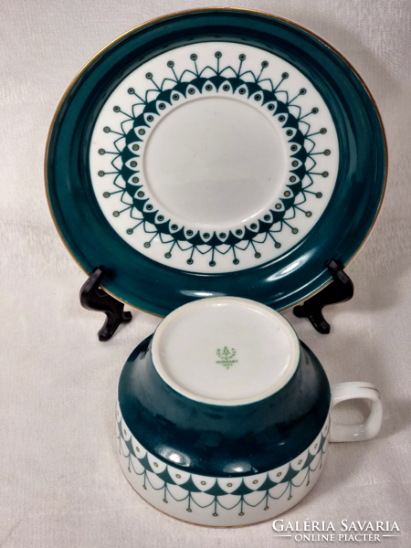 Rare green pattern Raven House tea set with gold painted rim