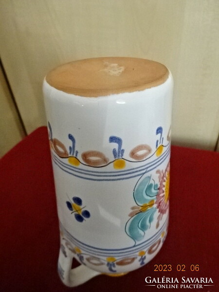 Russian glazed ceramic jug. Hand painted, height 20 cm. Jokai.