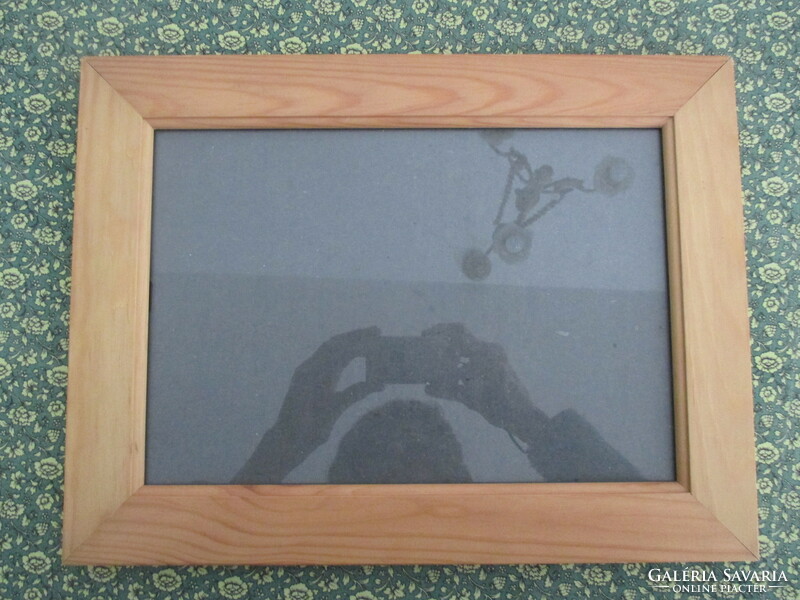 Classic natural colored stained/waxed wooden picture frame with glass, back, in mint condition