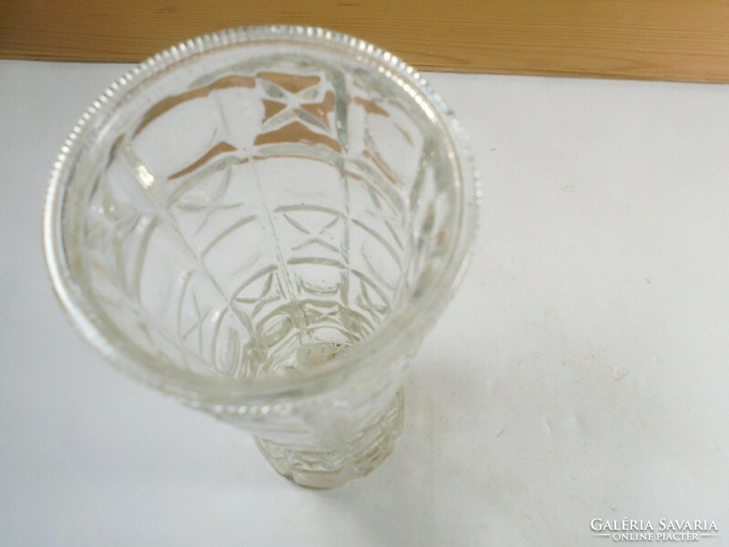 Retro old glass vase with convex pattern