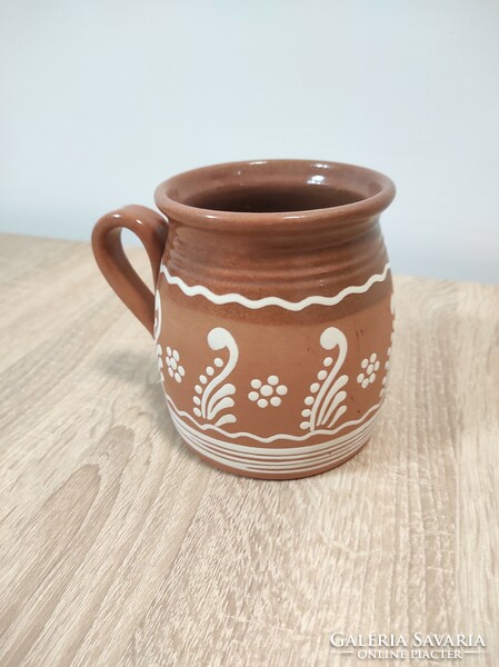 Mezőkövesd kössog, cup - white Tibor ceramicist