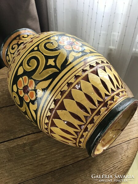 Old Moroccan lâam safi glazed terracotta vase