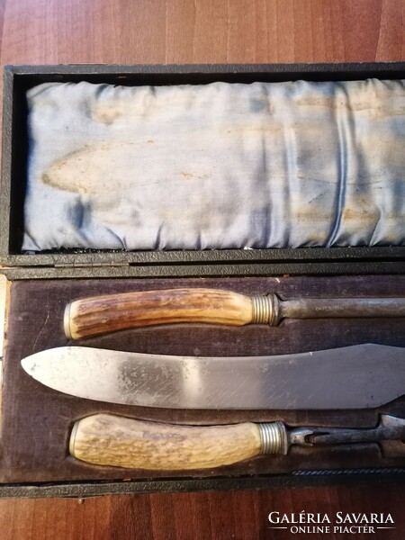 Antique knife, fork, sharpener