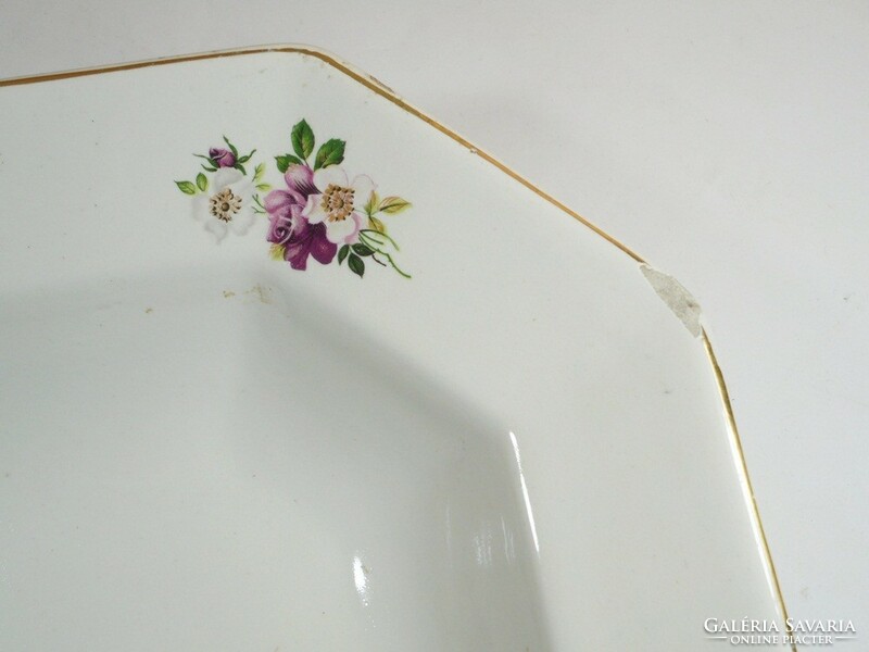 Retro régi kézzel festett jelzett tál tányér - GRÁNIT Kispest CS.K.GY - virág mintás - kb.1970-80