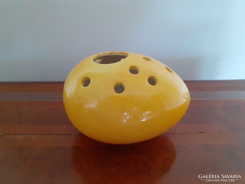 Old goebel eggs in ikebana mini yellow vase