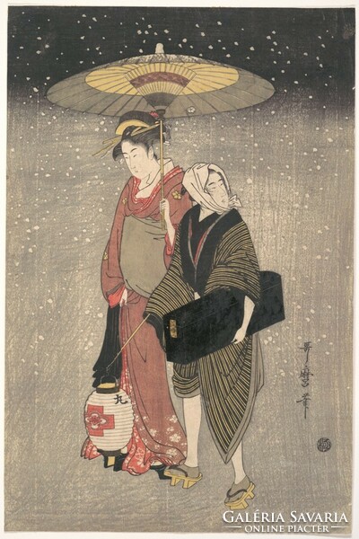 Utamaro kitagawa - walking geishas - reprint