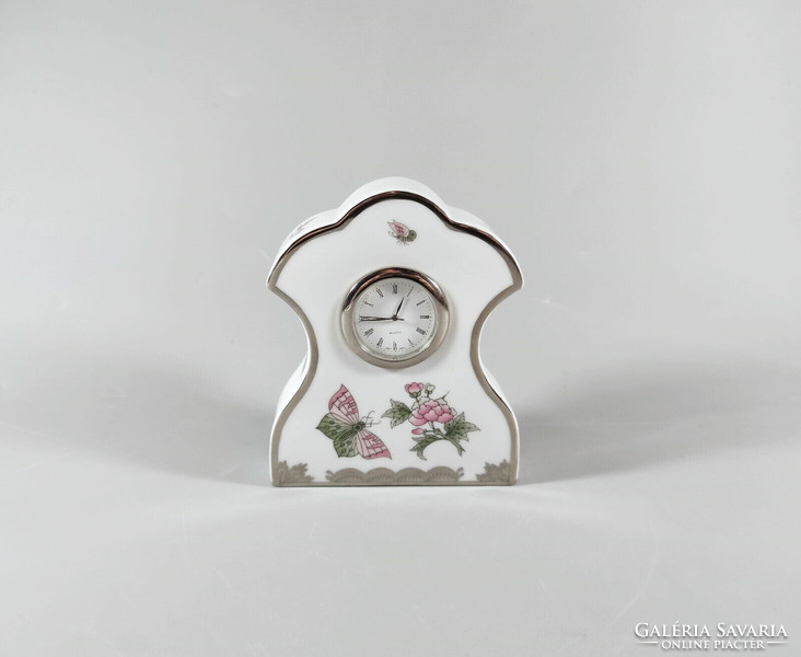 Herendi, victoria (vbog) model table clock, 11 cm., hand-painted porcelain, flawless! (H006)