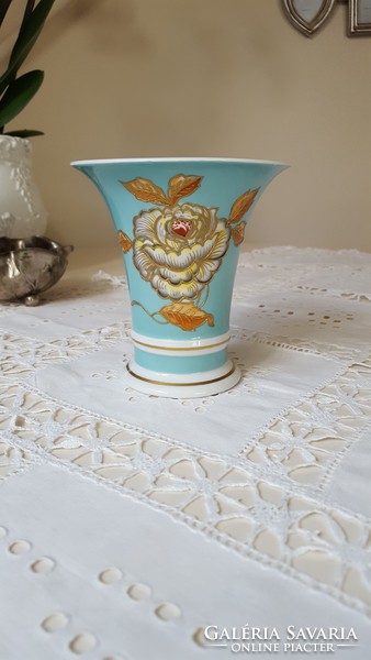 Hand-painted, thickly gilded, small vase