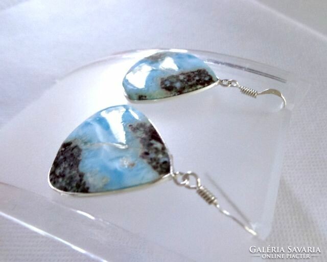 Larimar large triangle mineral earrings
