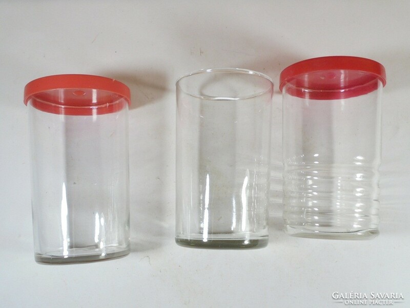 Old retro glass glass with a lid mustard glass 3 pcs