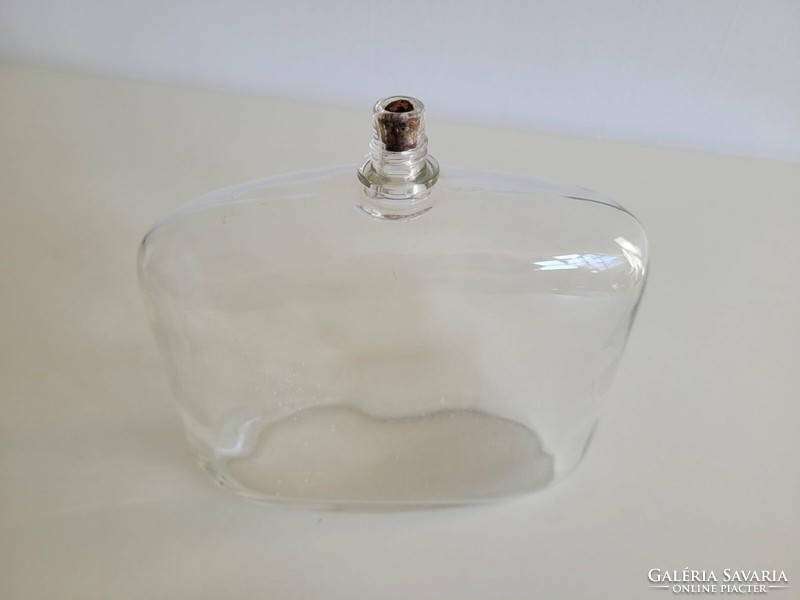 Régi nagy illatszeres üveg szögletes kölnis parfümös palack 17 cm