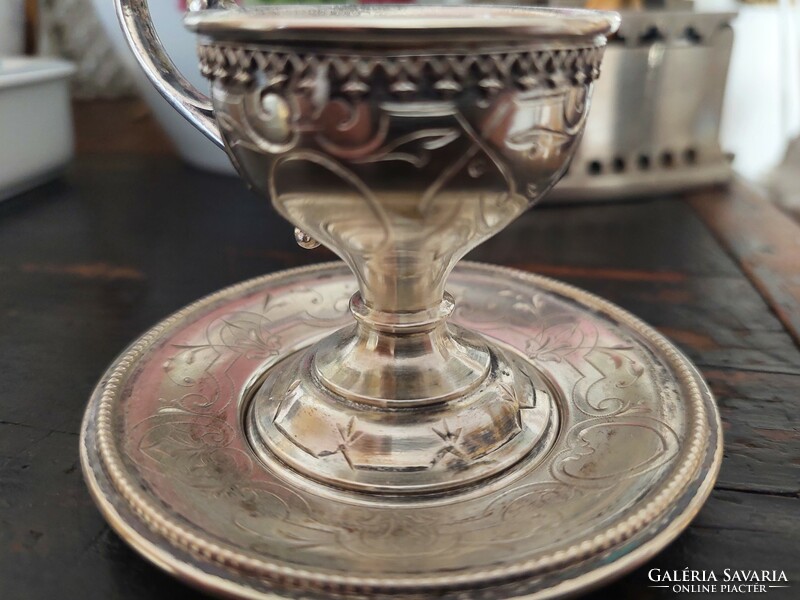 Antik ezüst csésze és alj 1900 körül