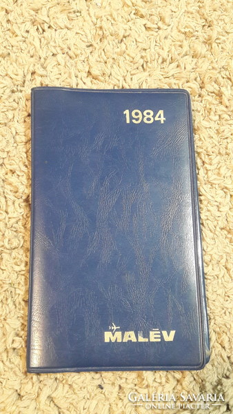 1984 Malév retro, kék műbőr mappa, repülő, utazás