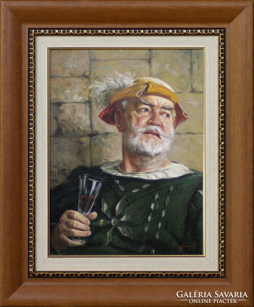 László Gulyás: Castle captain - framed 58x48 cm - artwork 40x30 cm - k9/721