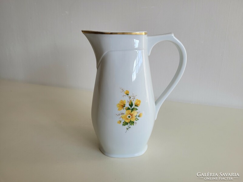 Régi Zsolnay porcelán sárga virágos virág mintás nagy vizes kancsó 23 cm