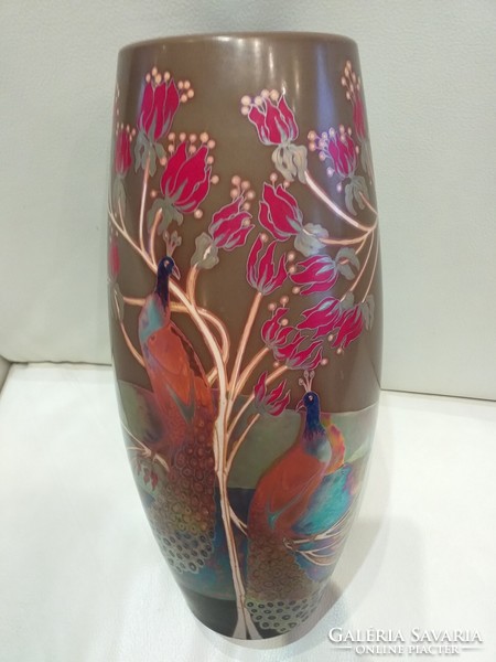 Peacock vase by Zsolnay