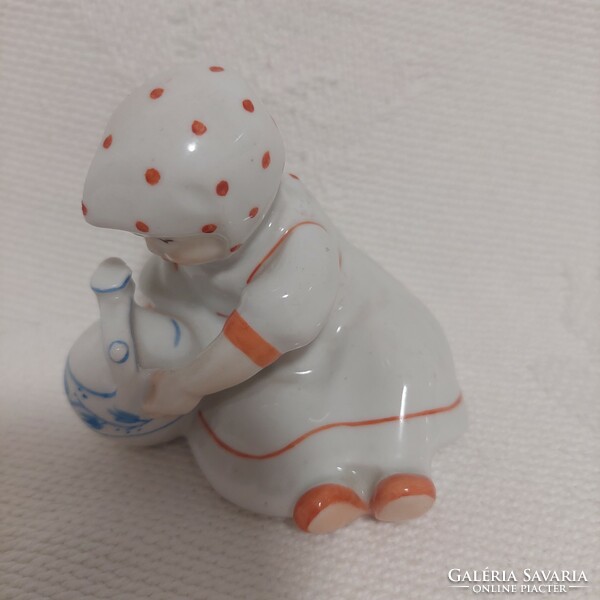 Antique Zsolnay porcelain little girl! Perfect piece, hand painted!