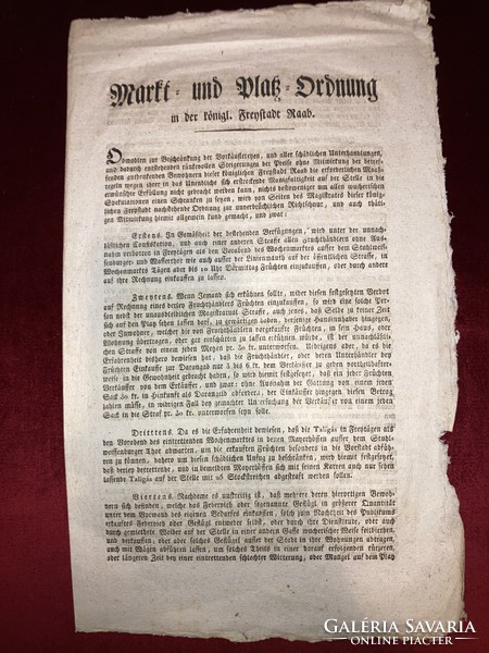 Győr 16 August 1816. Decree issued by the Royal Council / rules for markets and squares