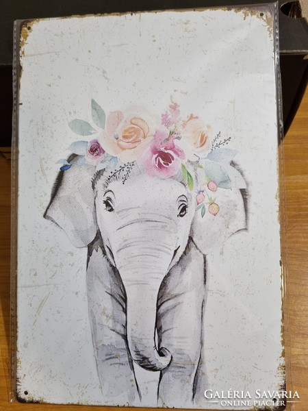 Indiai kis elefánt Vintage fém tábla ÚJ! (41-7388)