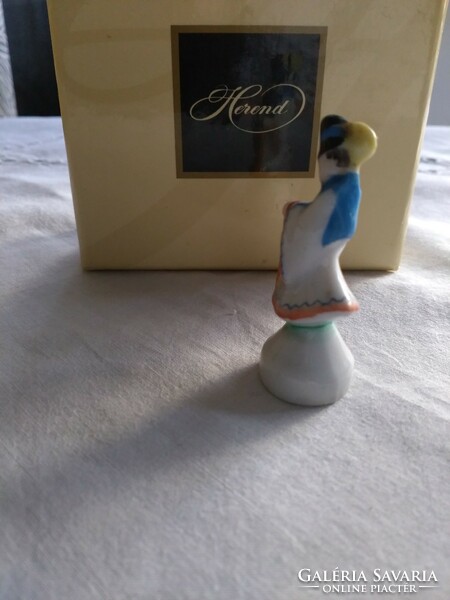 Herend antique miniature shepherd figure with hat in box