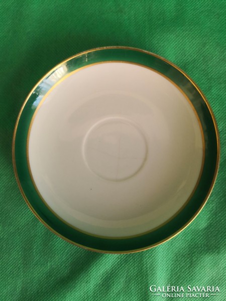 Antique Herend green-edged, gilded cup base, small plate, 1940.