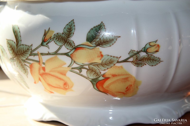Zsolnay yellow rose soup bowl