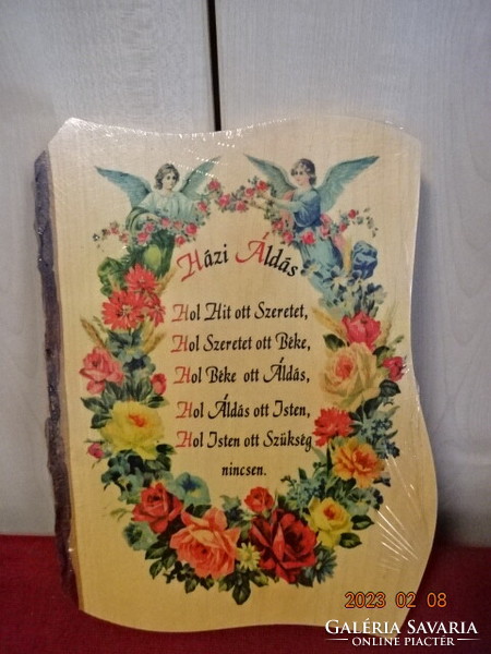 Home blessing, written on a wooden log, handmade, can be hung on the wall. Jokai.