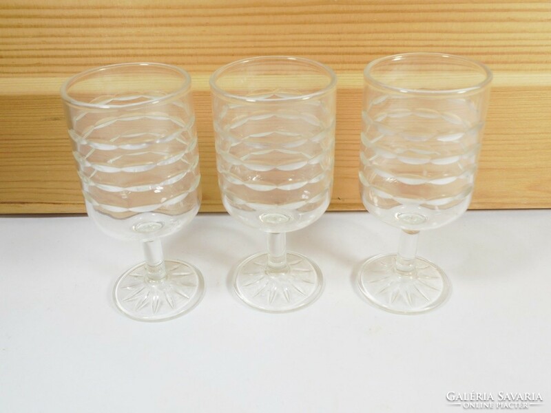 Old retro glass with a polished pattern, 3 pcs