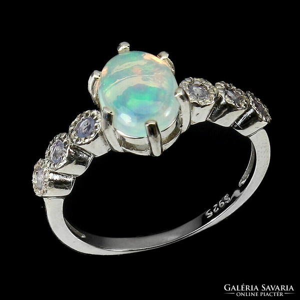 57 And real fire opal tanzanite 925 silver ring