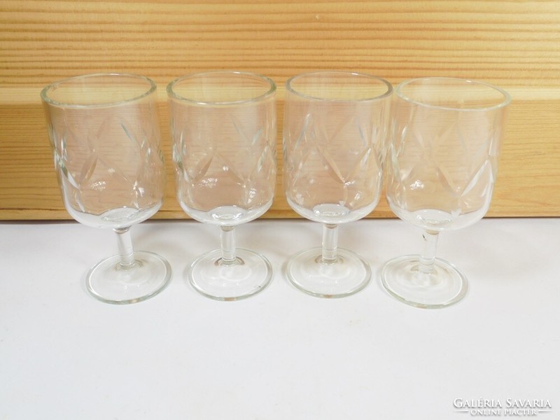 Old retro glass with a polished pattern, 4 pcs