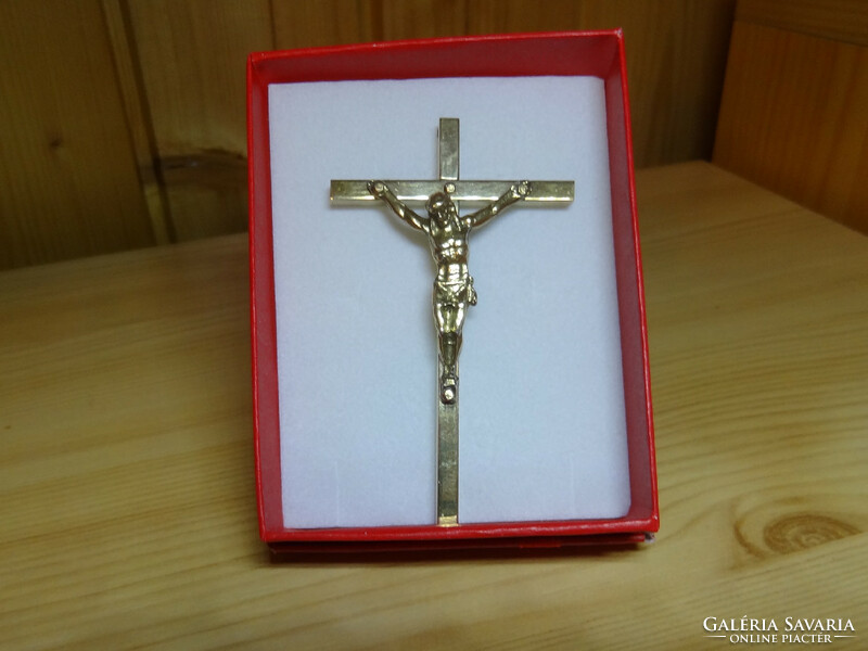 Very old solid yellow copper crucifix can be hung on the wall very nice.