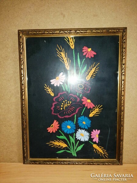 Retro embroidered flower bouquet picture glazed picture frame 31*41 cm