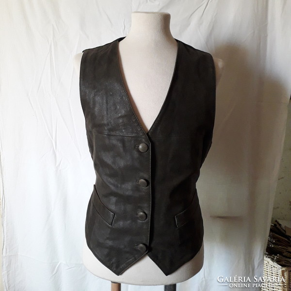 Dark green leather vest