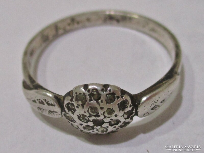 Szépséges antik kézműves markazitos ezüst  gyűrű