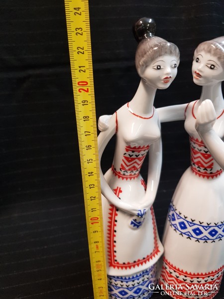 The porcelain figure of Raven House ladies in folk costume is damaged!