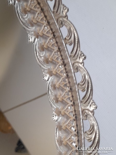 Decorative metal tray with mirror insert
